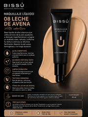 Maquillaje Líquido Bissú Tono 08 Leche de Avena