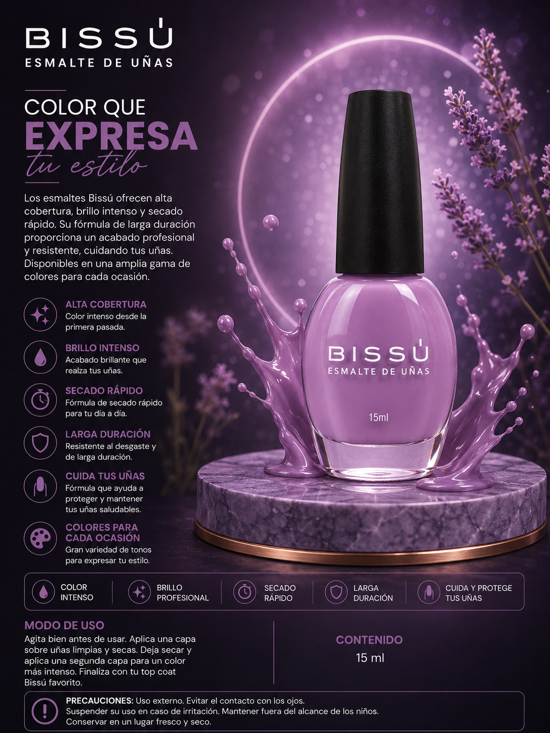 Esmalte de Uñas Bissú 505 Lavanda 15ml