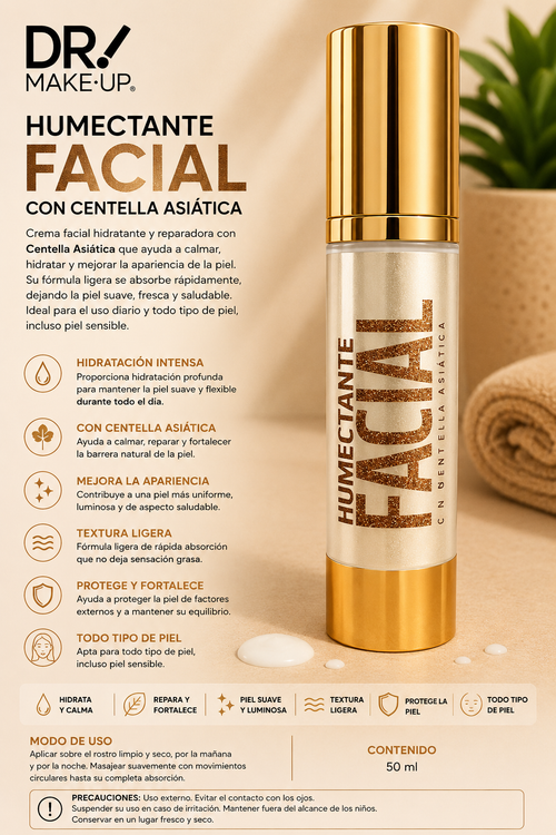 Humectante Facial con Centella Asiática DR MAKE UP