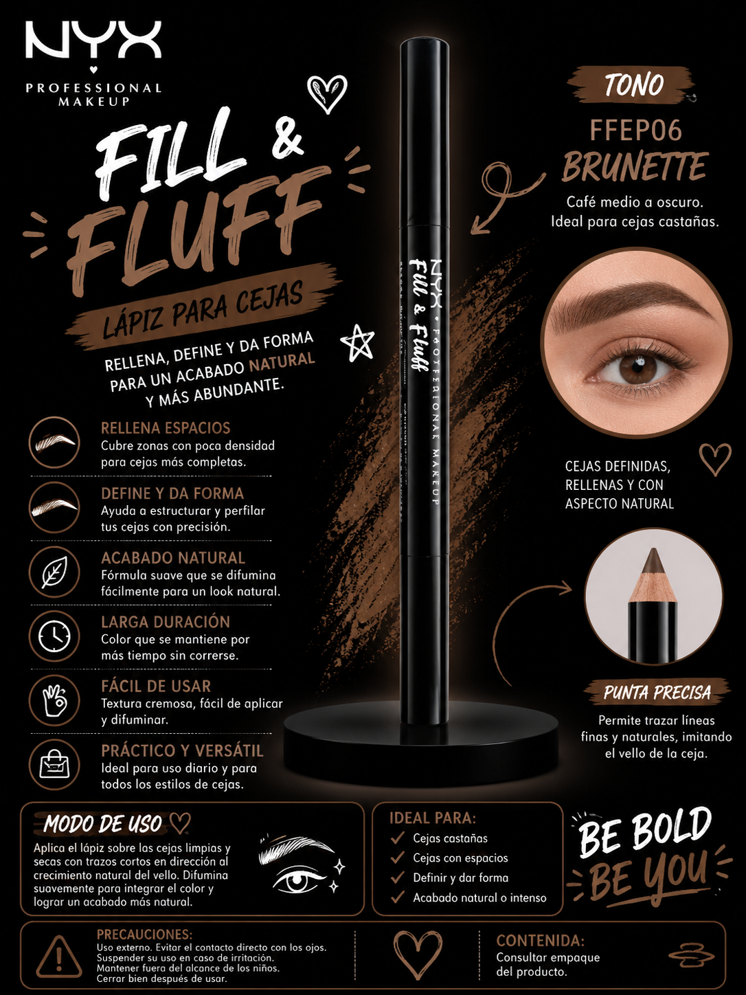 NYX Professional Makeup Fill &amp; Fluff Tono FFEP06 Brunett
