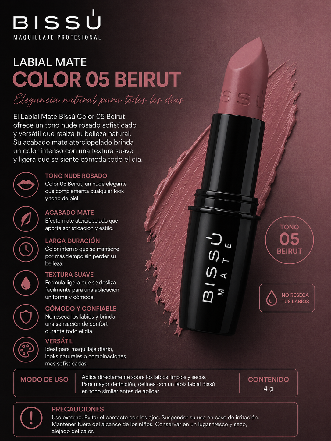 Labial Mate Bissú Color 05 Beirut