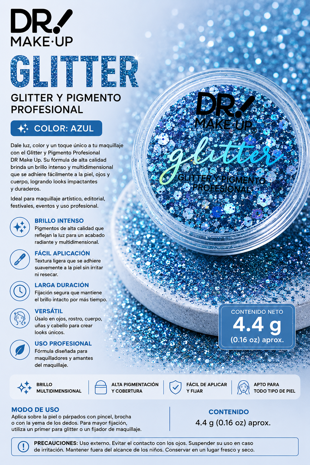 Glitter y Pigmento Profesional Color Azul – DR MAKE UP