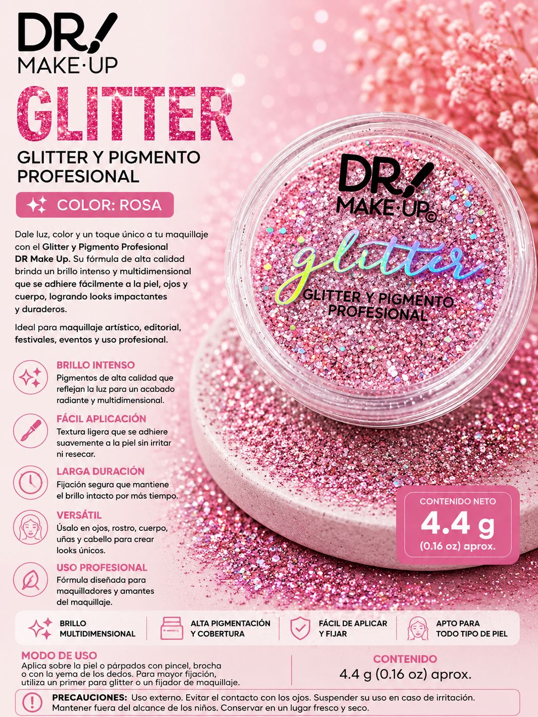Glitter y Pigmento Profesional Color Rosa – DR MAKE UP